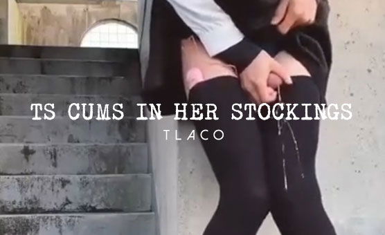 TS Cums In Her Stockings