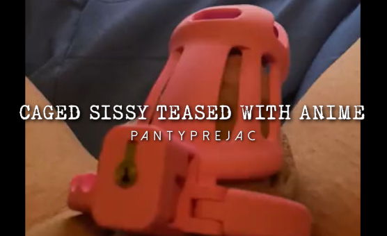 Caged Sissy Teased With Anime